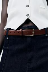 LEATHER BELT WITH SQUARE BUCKLE