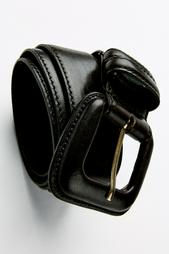 LEATHER BELT WITH SQUARE BUCKLE