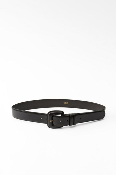 LEATHER BELT WITH SQUARE BUCKLE