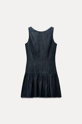 SHORT DENIM-EFFECT DRESS WITH RUFFLES