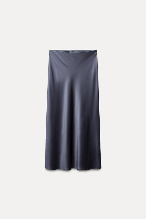 SATIN MIDI SKIRT