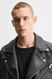 LEATHER-EFFECT BIKER JACKET