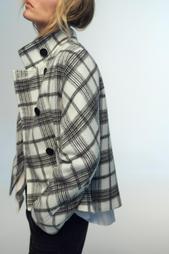 CHECKED HIGH-NECK JACKET