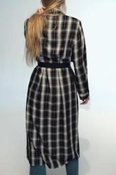 CHECKED MIDI SHIRT DRESS