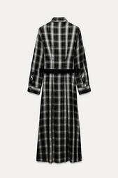 CHECKED MIDI SHIRT DRESS