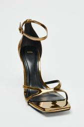 METALLIC SANDALS WITH OVAL HEEL