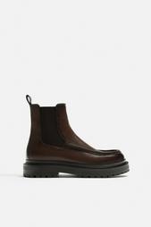 LEATHER MOC TOE CHELSEA BOOTS