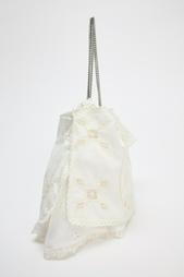 EMBROIDERED MINI BUCKET BAG WITH LACE DETAIL