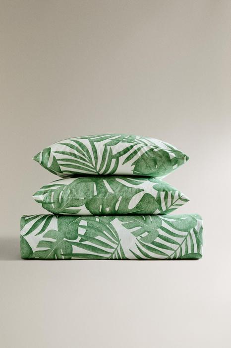 TROPICAL LEAVES PRINT DUVET COVER